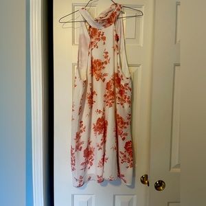 White pink floral high neck LuLus Dress